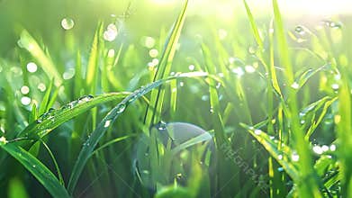 Dewy Grass in Sunlight