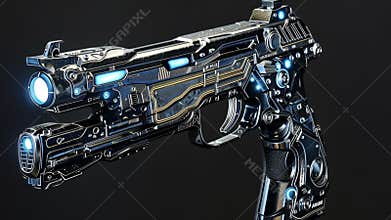 Gun on black background