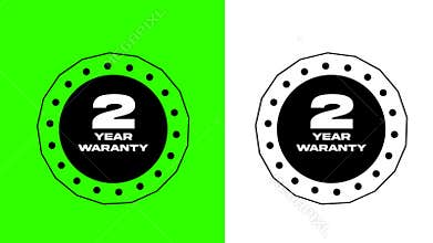 2 Years Warranty Certified Badge Animation – Product Guarantee Seal Loop on Green Screen