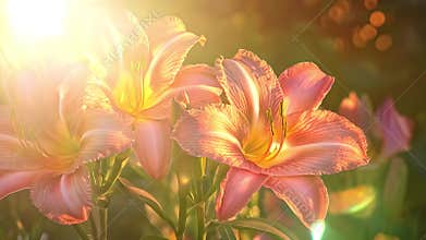 Beautiful Lilies in Sunlight