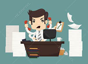 Businessman work hard and busy