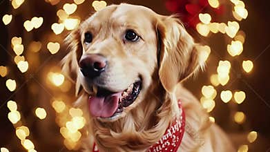 Golden Retriever Christmas Lights