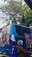 Fans celebrating Persib Bandung Football Team becoming Indonesian Premier League Champions on May 24, 2025