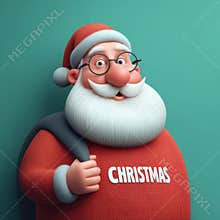 Cartoon Santa Claus holding a baseball bat on white background, playful holiday sports concept.