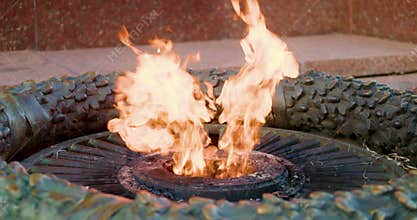 Eternal flame burning at war memorial site