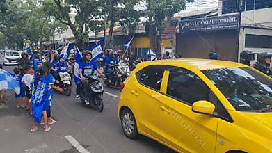 Fans celebrating Persib Bandung Football Team becoming Indonesian Premier League Champions on May 24, 2025