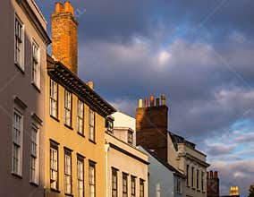 Historic Oxford Houses in Evening Light.