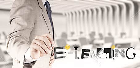 Design graphic handdrawn E-LEARNING word