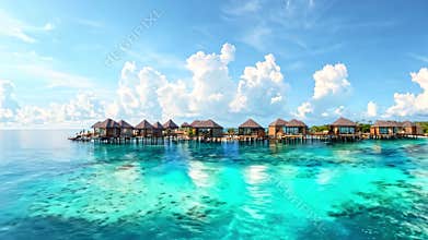 Maldives Overwater Bungalow Resort Scenery