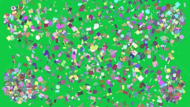 Many random symbols with various colors and sizes exploding from all corners