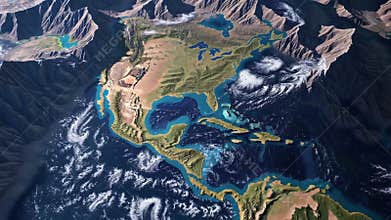 North america rotating, showing united states, canada, mexico, and central america