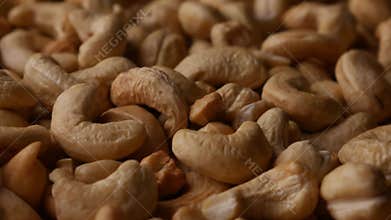 Full frame Cashew nuts background. Vegetarian Organic Healthy snack.