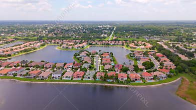 Rich homes in Wellington Florida. Aerial drone stock footage 2025