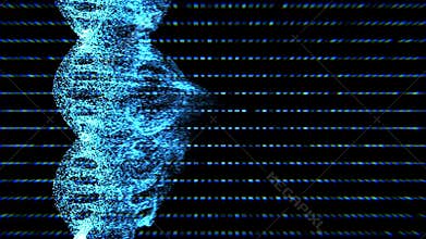 Blue digital dna helix or genome structure explosion 4k footage