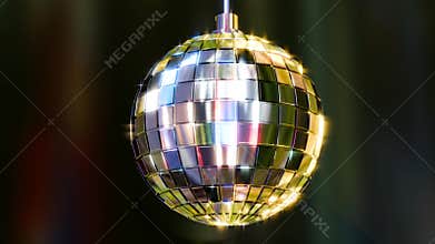 3D animation of a spinning disco ball.