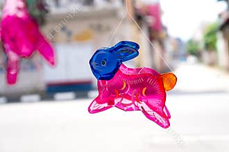 Lanterns hanging on a stand in the streets during Mid Autumn Festival of the Lunar Calendar
