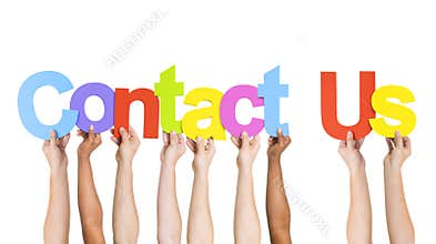 Multi Ethnic People Holding Words Contact Us
