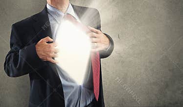 Man and bright light.