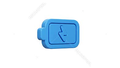 3D Render of a Blue Battery Icon: Full Charge Symbol