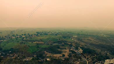 Areal view of small town Landscape with mountain at the distance
