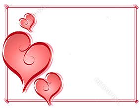 Calligraphy Valentine Hearts Frame Border