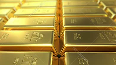 Slow flight over gold bars