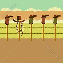 Cowboy boots on fence post