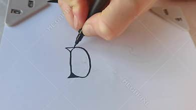 Hand drawn calligraphy artistic process of creating elegant lettering