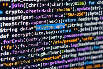 A close-up image of color-coded computer code, with the word hash highlighted The code suggests a focus on cryptography