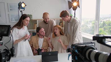 Behind scene team videographer art director work