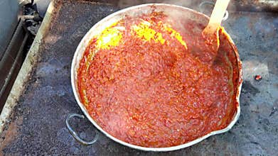 Making a traditional tomato pasta