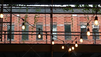New York City building architecture, house exterior. Red brick facade. High line end, Chelsea, USA.