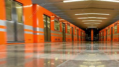 Mexico, Mexico City, subway, trains arriving