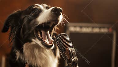 Talented Border Collie Pup Belting Out Tunes With A Microphone In A Rockstar Performance