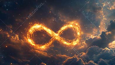 Infinity Symbol in Fiery Cosmos
