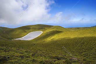 Lake Lagoa da Rosada in geological park in PIco island Azores, Portugalia