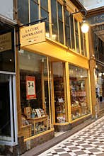 Paris France. July 11,2023 Shopfront showcasing gourmet products in a gallery