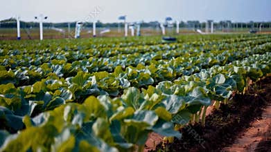 Advanced technology enhances smart farming in a lush green field. Generative AI