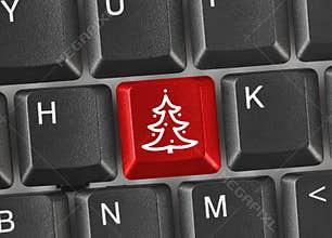 Computer keyboard with Christmas tree key