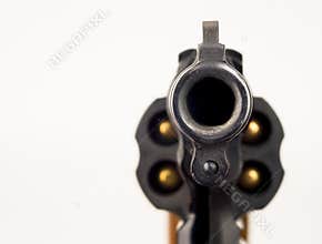 38 Snub Nose Revolver Weapon Gun Pointed at Viewer