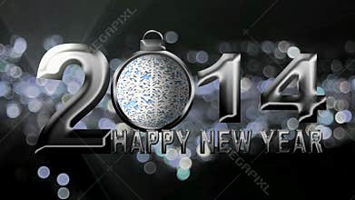 2014 Happy New Year Text with on Silver Festive Background