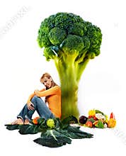 Girl and vegetabes