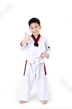 Taekwondo action by a asian cute boy