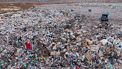 Exploring a vast landfill site in rural areas where waste accumulates