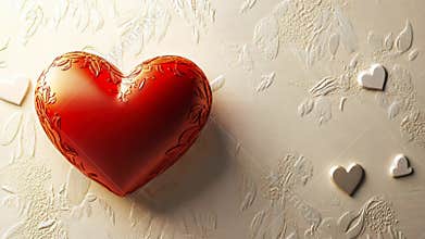 Minimalistic card design, red heart and cursive message for heartfelt Valentine's. Valentine's Day