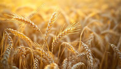 Summer Sun Ripens Yellow Wheat Ears In Clean