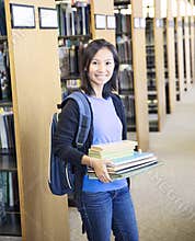 School girl with books