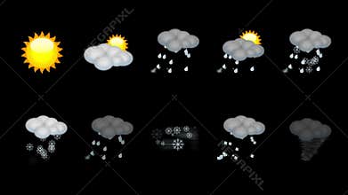 Weather animated icon set. Loop