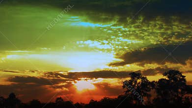 Time lapse magic sunset,