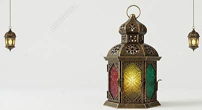 Arabic Metal Lantern Decorated Illuminated, Islamic Art Decorations and Accessories, Traditional Islamic Lanterns Ramadhan Kareem